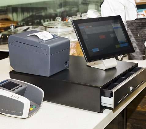 Pos,Terminal,Consisting,Of,Tablet,Computer,With,Touchscreen,,Mobile,Printer