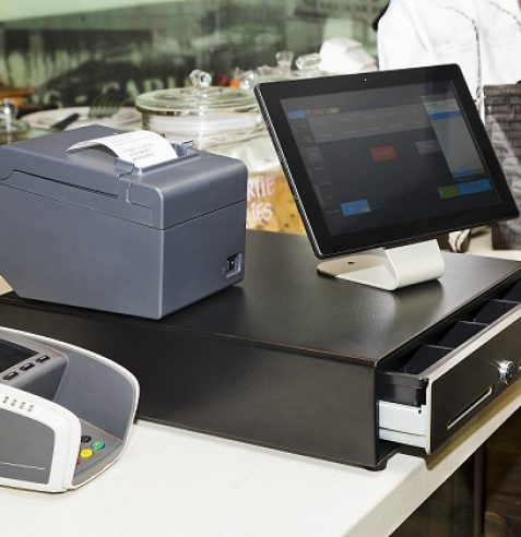 Pos,Terminal,Consisting,Of,Tablet,Computer,With,Touchscreen,,Mobile,Printer